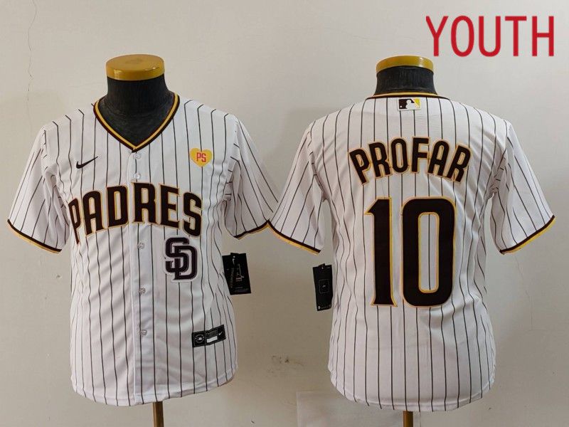 Youth San Diego Padres #10 Profar White Stripe Game 2024 Nike MLB Jersey style 9034